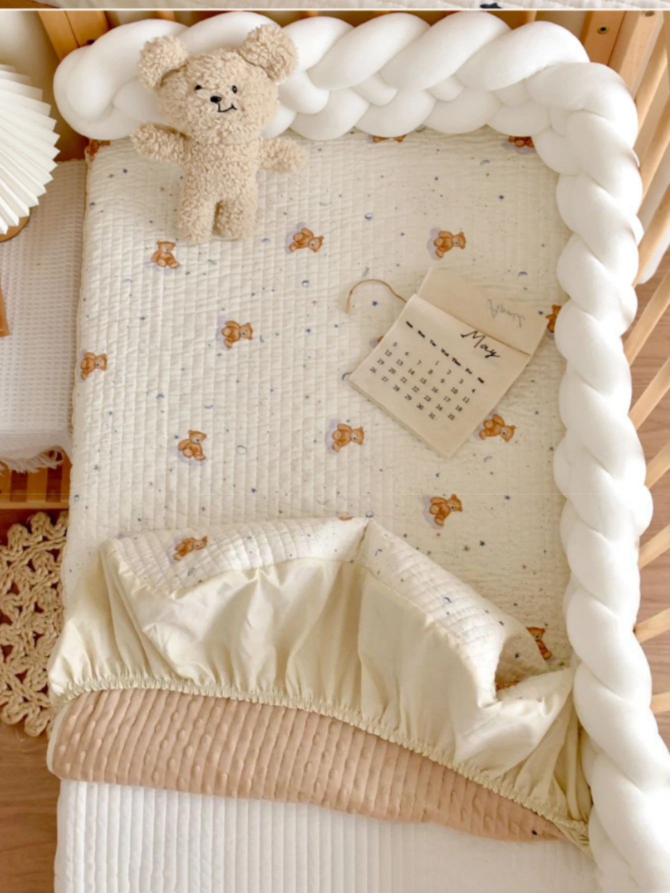 

Baby Crib Fitted Sheet and Mattress Pad Set, Organic Cotton Soft Breathable Crib Bedding Set for Newborn Toddler