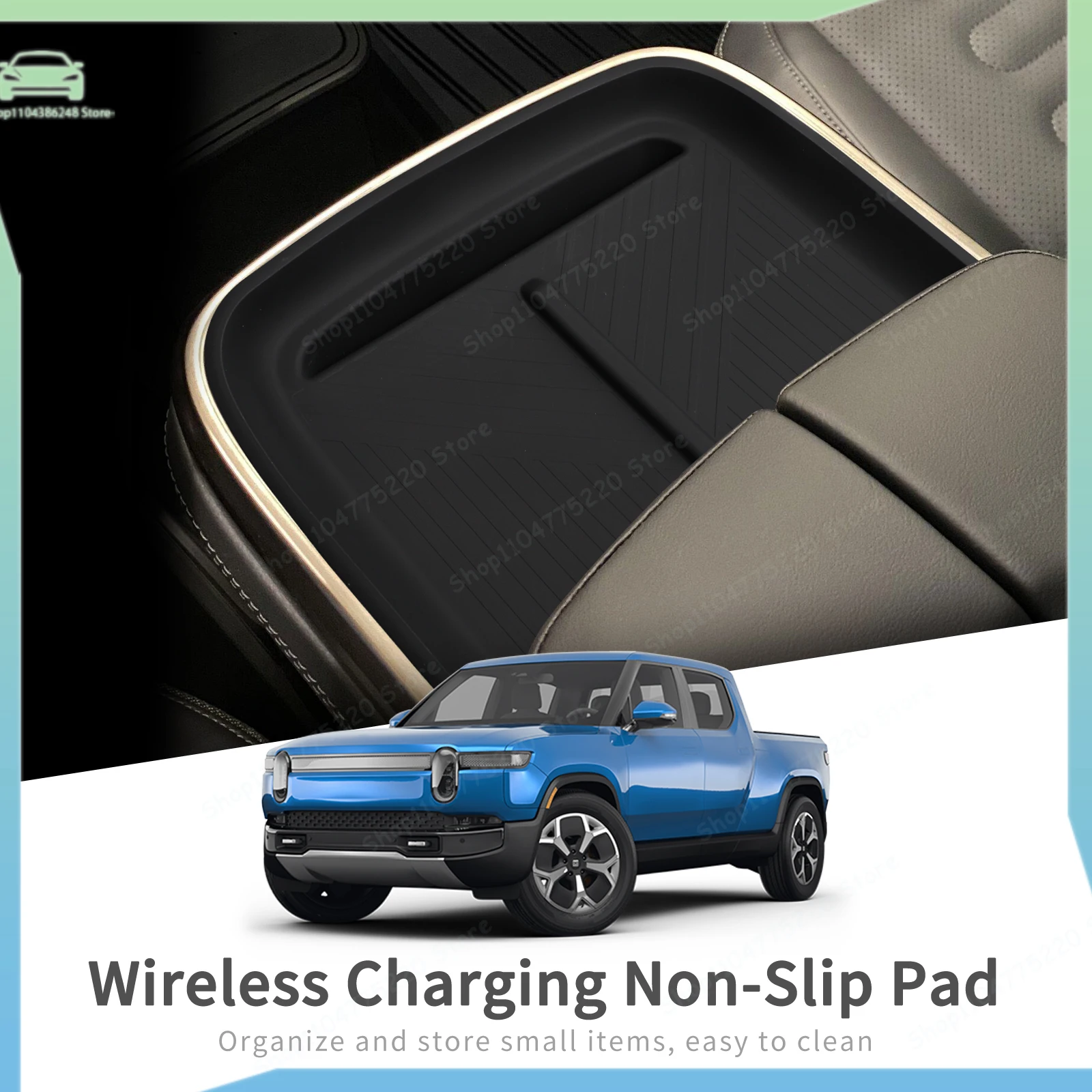 

For RIVIAN R1T R1S 2022-2025 Car Anti-Slip Pad Silicone Center Console Wireless Charger Interior Accessories Black