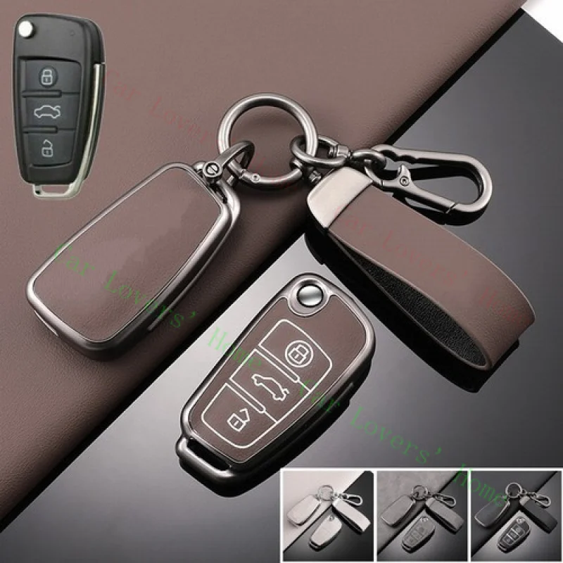 

A + кожаный чехол для автомобильного брелока из сплава для Audi RS4 A6 S6 RS6 Q5 A3 Q7 RS S3 A4 S4