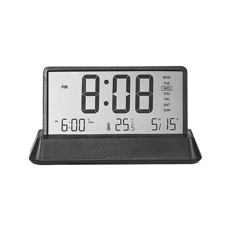 Digital Alarm Clock Electronic Desk Clocks with Date Temp No/With Transparent Display Screen Table Clock for Home Office 12/24H