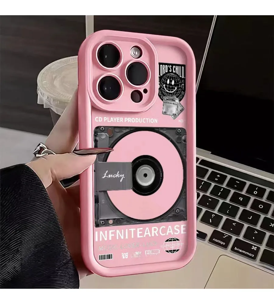Vintage Retro CD Disc Letter Print Phone Case For iPhone 13 14 15 16 17 Pro Max Silicone Shockproof Cover