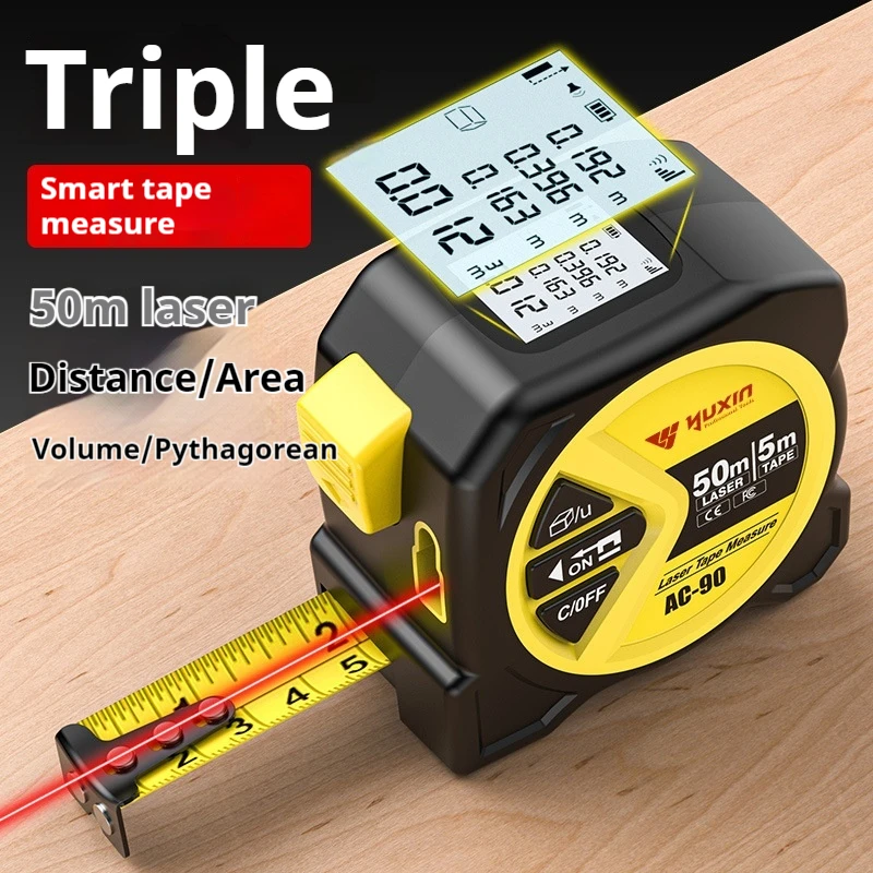 High-Precision 3-in-1 Laser Tape Measure, Infrared Distance Meter with HD Smart Display, Multi-Function Measuring Tool