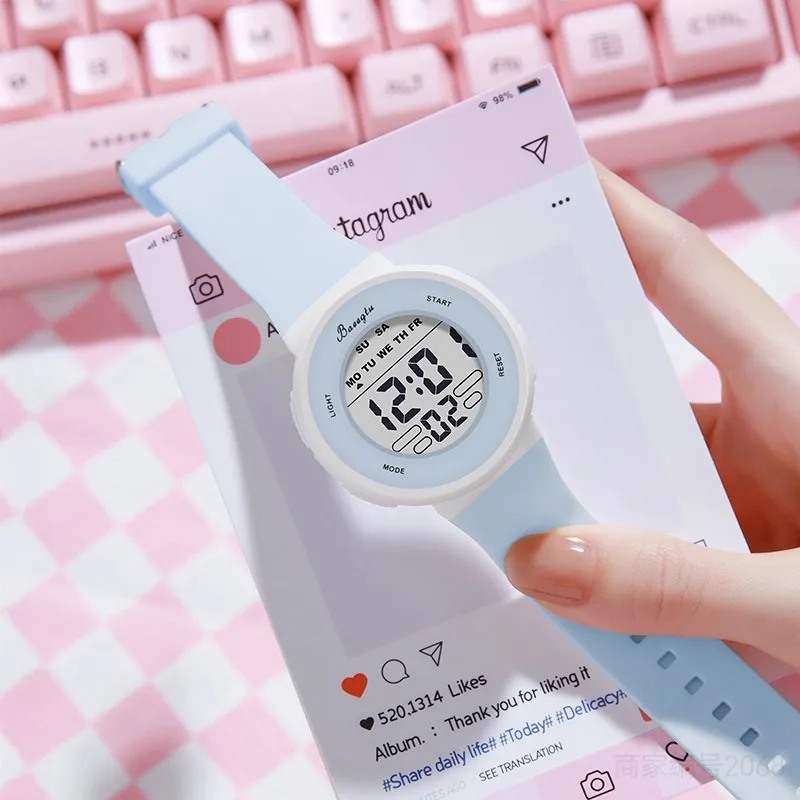 Детские часы для девочек и мальчиков, ночник, водонепроницаемые многофункциональные электронные часы со светодиодным дисплеем, подарок