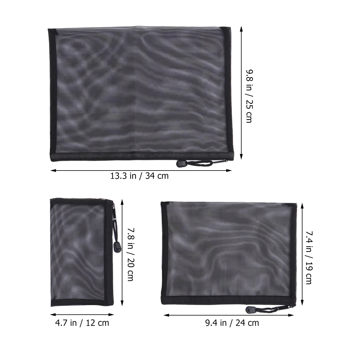 Borsa per documenti da 5 pezzi Custodia per cancelleria portatile con cerniera in rete trasparente nera per organizer per documenti scolastici per ufficio