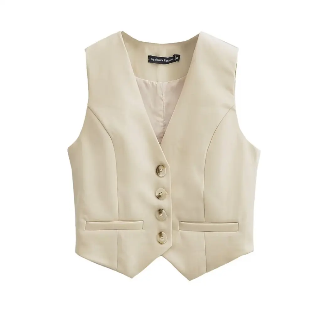 

Women's Slim-fit Single-breasted Suit Vest Trendy European American Vintage Solid Color Short Top Small Trendy Women's Clothing