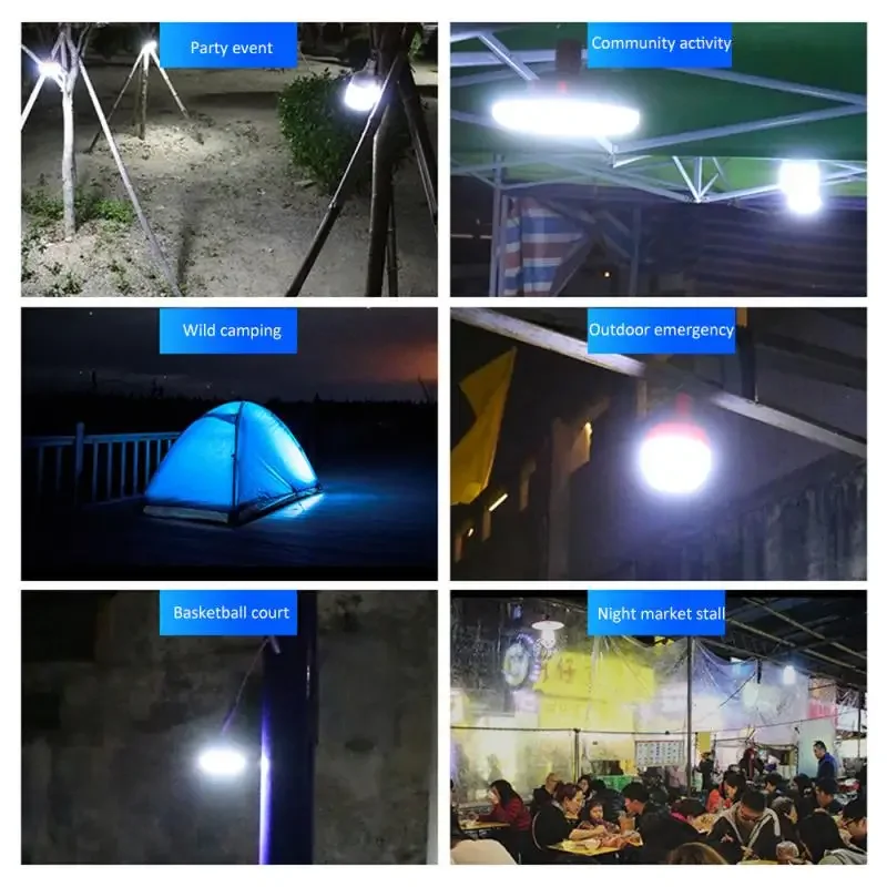 Superheldere USB oplaadbare LED-kampeerlamp voor buitenmarkt, tuin, parkeren - noodverlichting