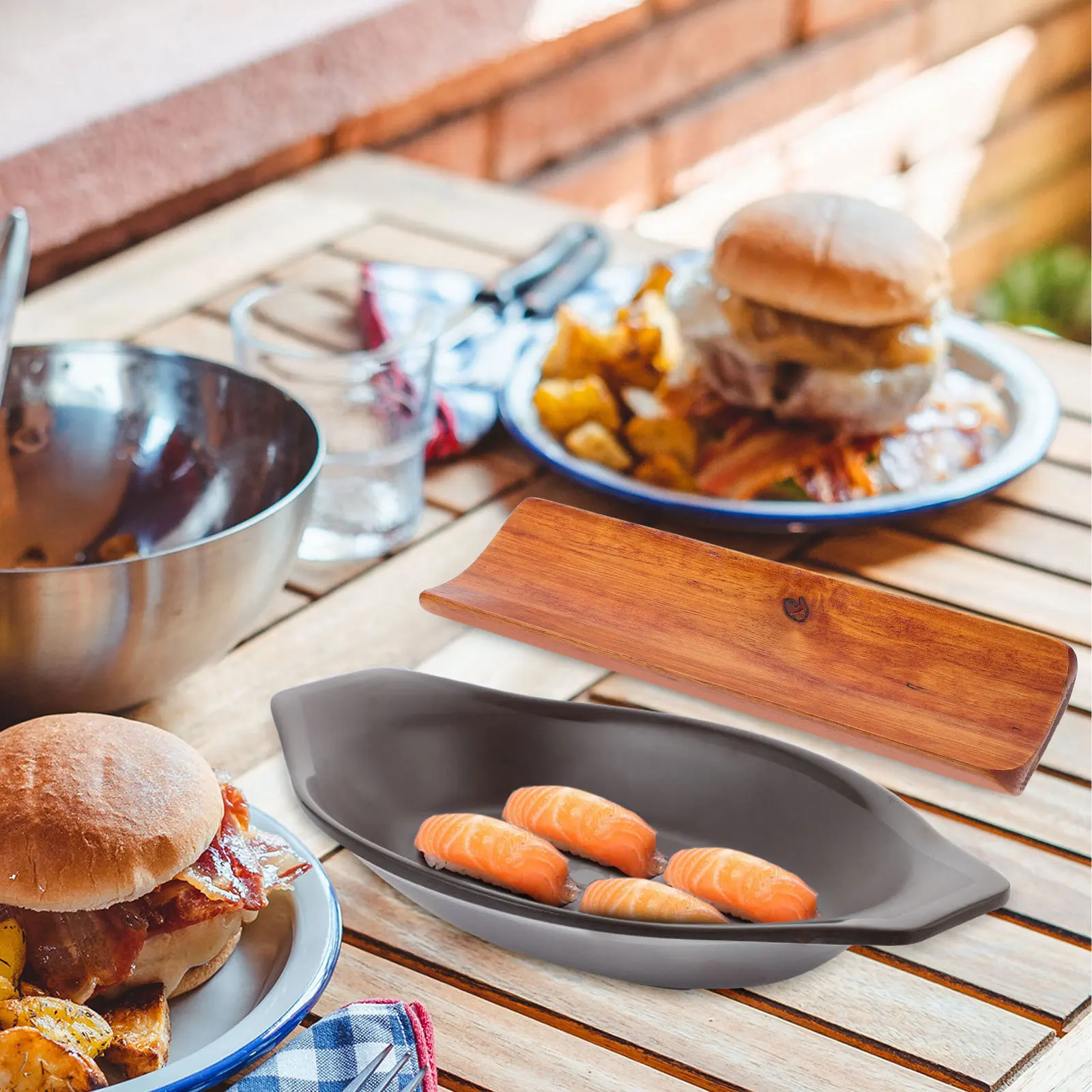 

4Pcs Wooden Napkin Holders Elegant Sushi Plate Tray for Dining Tables Smooth Surface Easy Clean Multifunctional Kitchenware