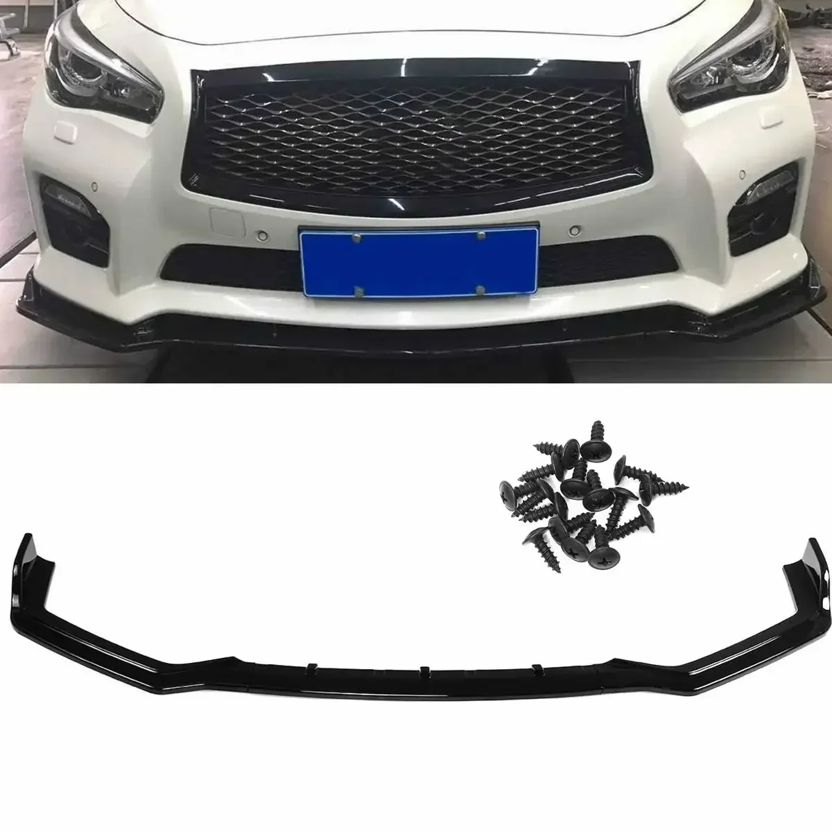 Separador de parachoques delantero de coche, difusor de labios, Protector de cubierta para Infiniti Q50 Sport 2018 2019, Kit de carrocería, 3 piezas, alta calidad