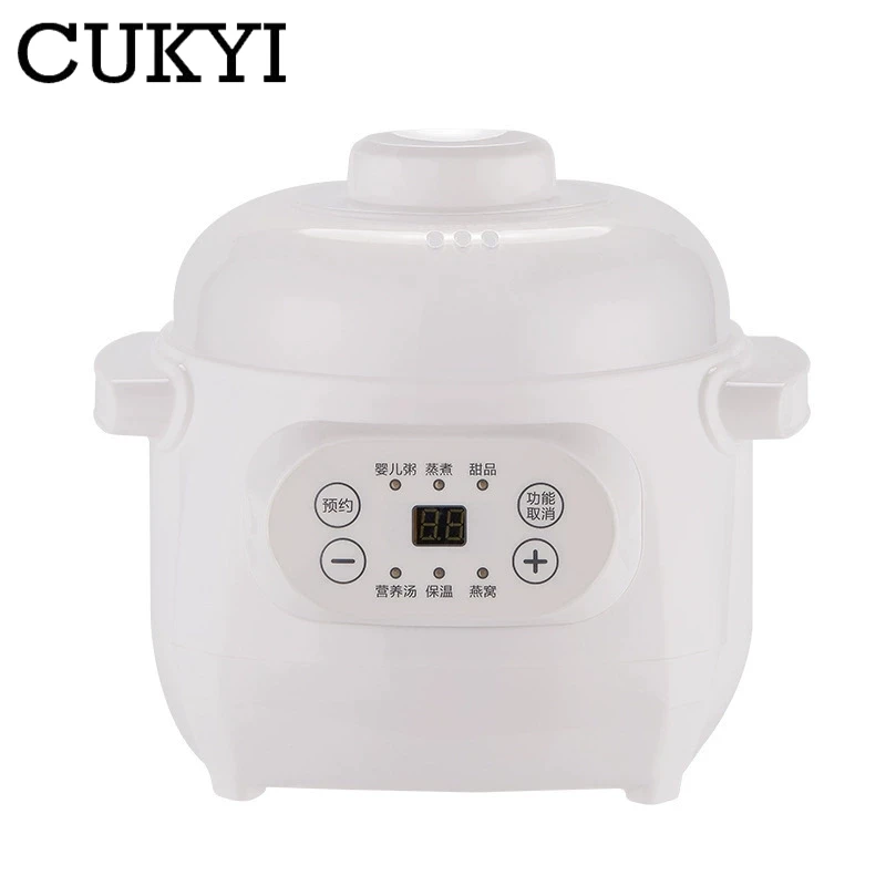 110V 220V garnek elektryczny z parowcem 1L doniczka ceramiczna wielofunkcyjna wolnowar Baby owsianka Birdnest tonik w ciąży dusić