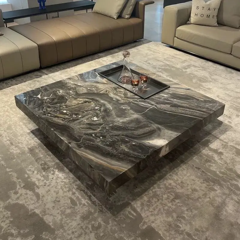 Square rock slab coffee table small apartment living room household suspension