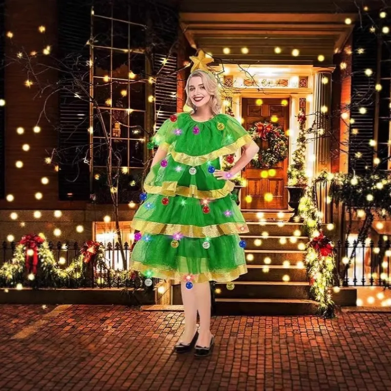 Disfraz de Cosplay de Duende Verde para Adultos, Navidad 2026, Disfraz de Actuación, Disfraces de Duende Lindos para el Día de Navidad