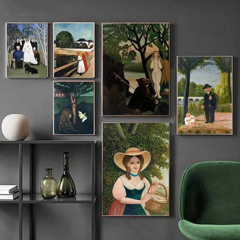 Rousseau and Munch Famous Artwork Posters and Prints The Dream Canvas Painting Living Room Home Decor Wall Art Pictures Cuadr