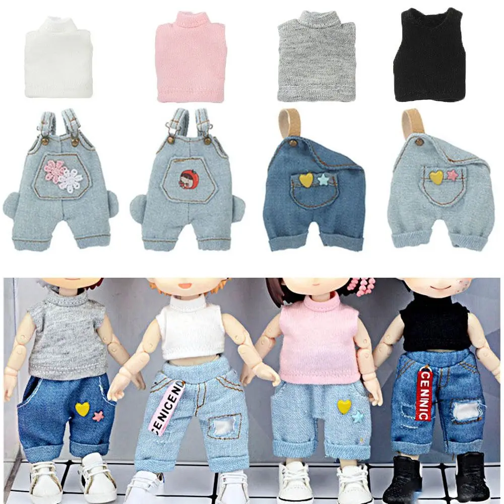 Casual Wears 1/12 Dolls Casual Pants Overalls T-shirt Clothes Accessories Fashion Jeans view 4
