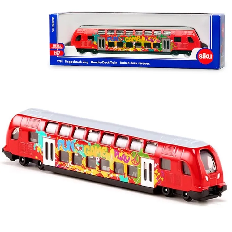 Diecast Alloy Model 1791 Double Decker Tram Train 20CM Finished Simulation Miniature Car Hobby Collection Ornament Gift Toy