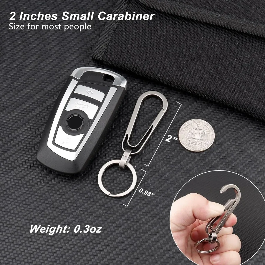مشبك سلسلة مفاتيح من التيتانيوم مع حلقة مفاتيح 2 Ih مشبك مفاتيح صغير عالي التحمل مشبك حزام للمفاتيح