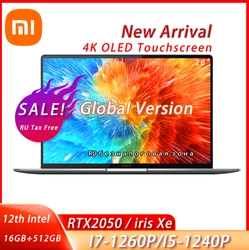 Xiaomi-ordenador portátil Book Pro 16, Original, 2022 i7-1260P/i5-1240P, RTX 2050 / Iris Xe, 4K, pantalla táctil OLED, 16G + 512G