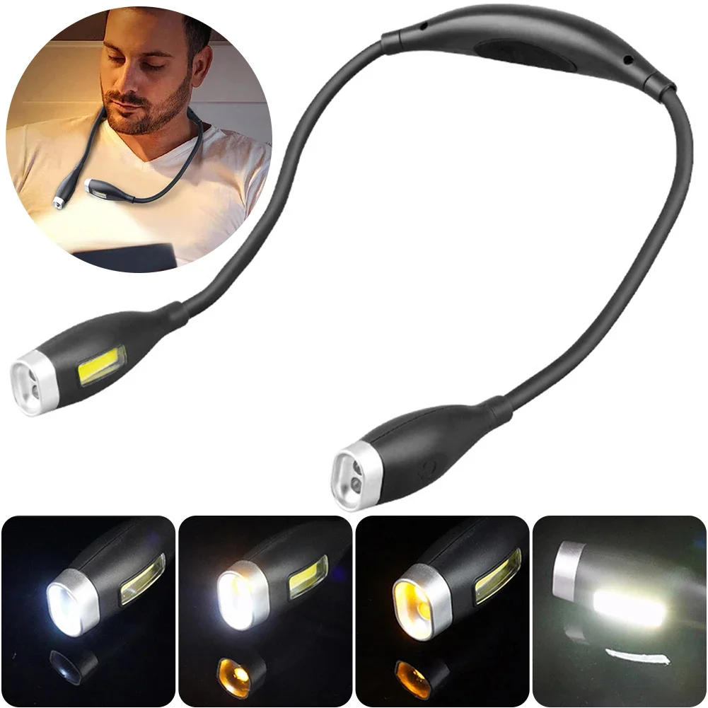

LED Neck Reading Light Adjustable Brightness LED Night Light Rechargeable Flashlight for Night Running Walking Knitting Camping