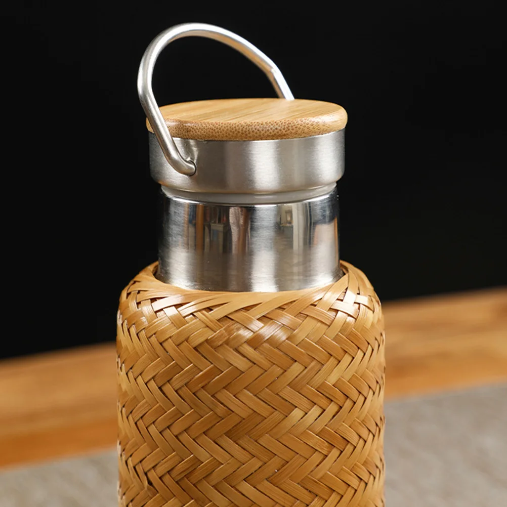 

Bamboo Vacuum Flask Insulated Stainless Steel Carafe Thermal Kettle Insulation Hot Water Bottle Bottle