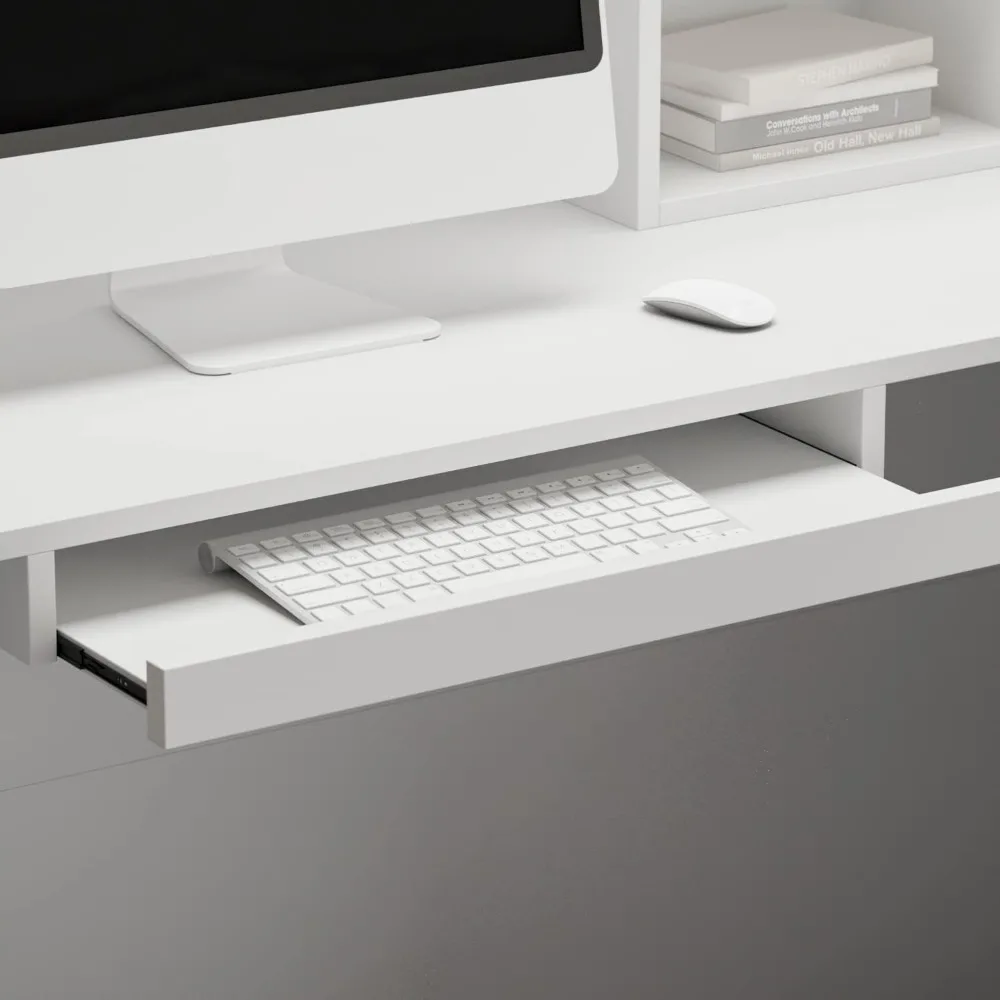 Reception Desk with Counter Drawers & Storage Shelves, L-Shaped Reception Counter Table for Salon  Room Checkout