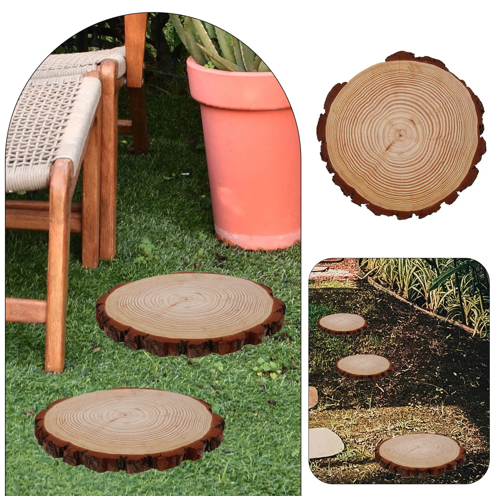 Outdoor Wooden Garden Paver Stepping Log Wood Garden Path Lawn Patio Walkway Decoration Stepping Stones Outdoor