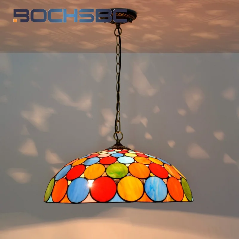 BOCHSBC Tiffany stained glass Bohemian style chandelier Art Deco Bar Living Room Dining Room Bedroom Hotel suspended light