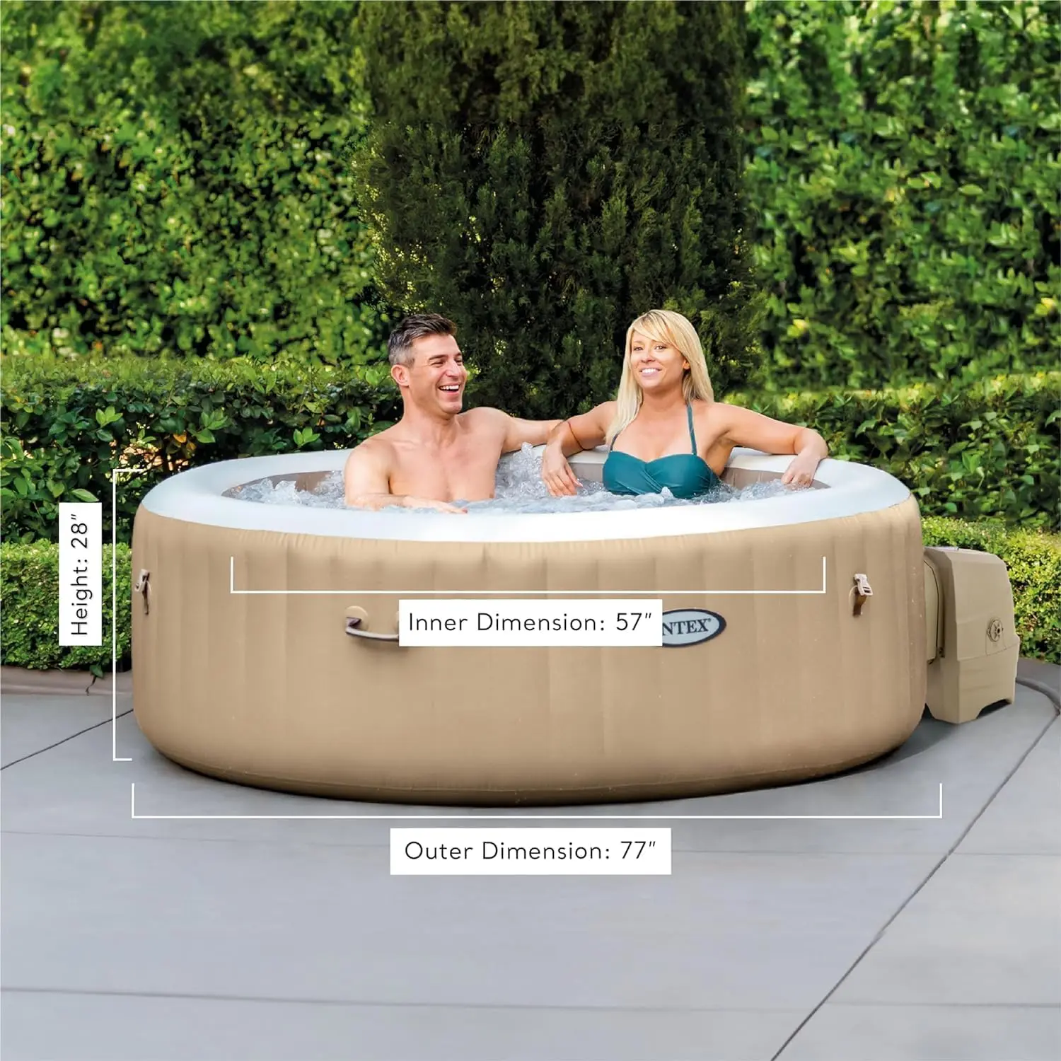 Whirlpool 4-person Inflatable Hot Tub, 77x28in Portable Bubble Spa with Cover