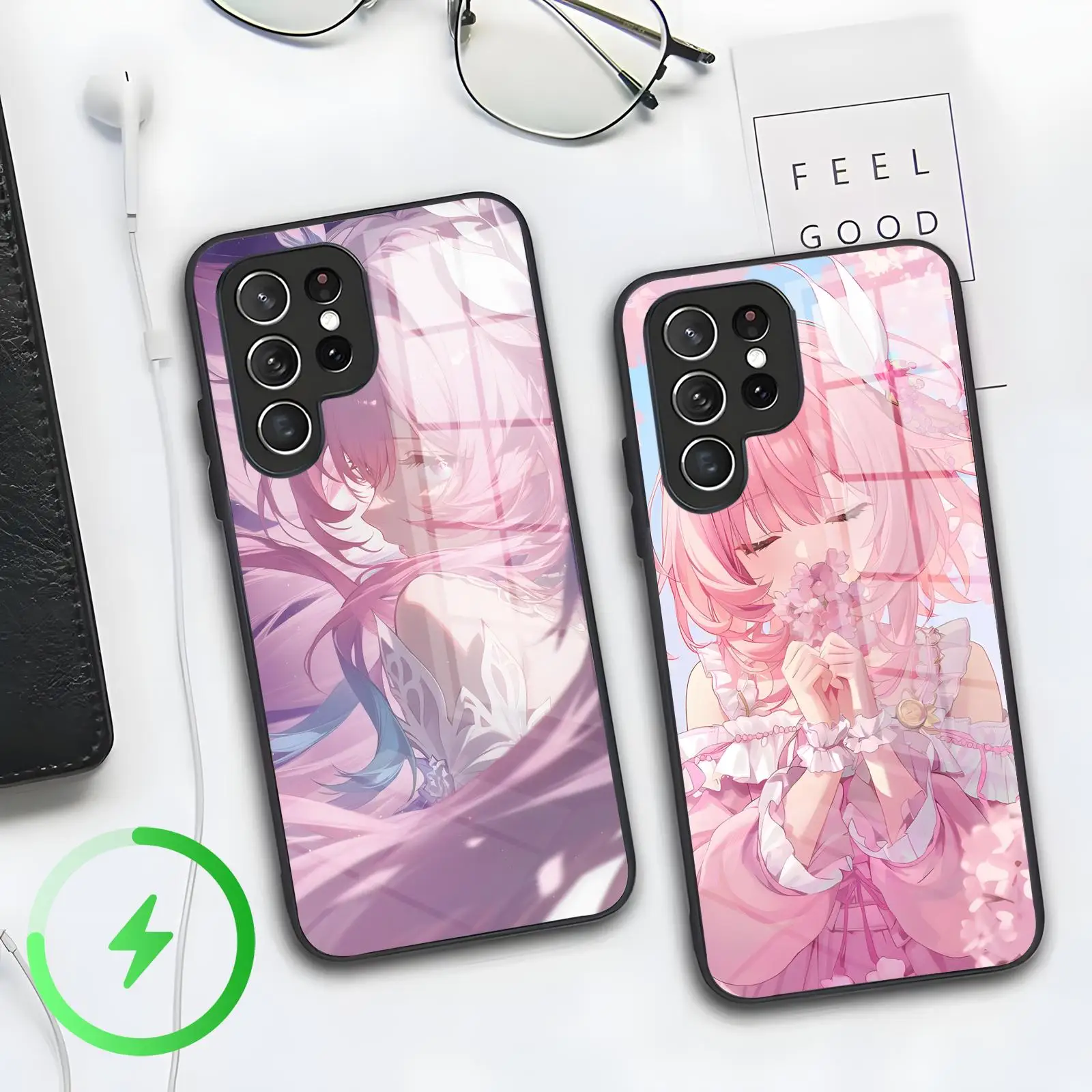 Phone Case For Samsung S26 S25 S24 S23 S22 S21 Plus Ultra Note20 Magnetic Glass Phone Case Honkai Star Rail Cyrene
