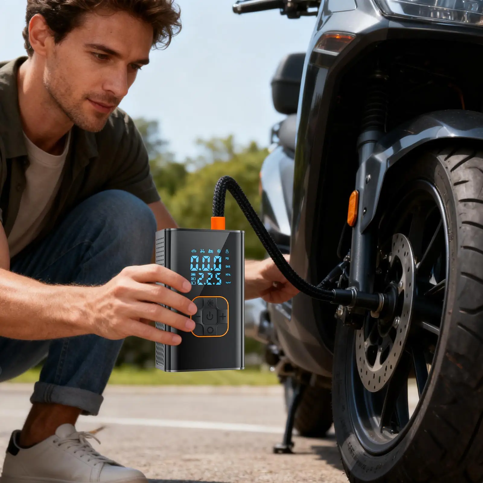 

Air Pump For Car Tires 150PSI Cordless Portable Automatic Tire Inflator Air Compressor With Digital Display For Auto Truck SUV