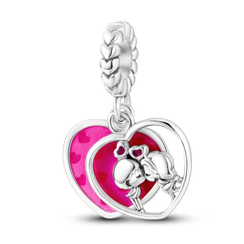 Original 925 Sterling Silver Animal EKG Flower Heart Cat Beaded Pendant Charm for Pandora DIY Bracelet Ladies Jewelry Gift