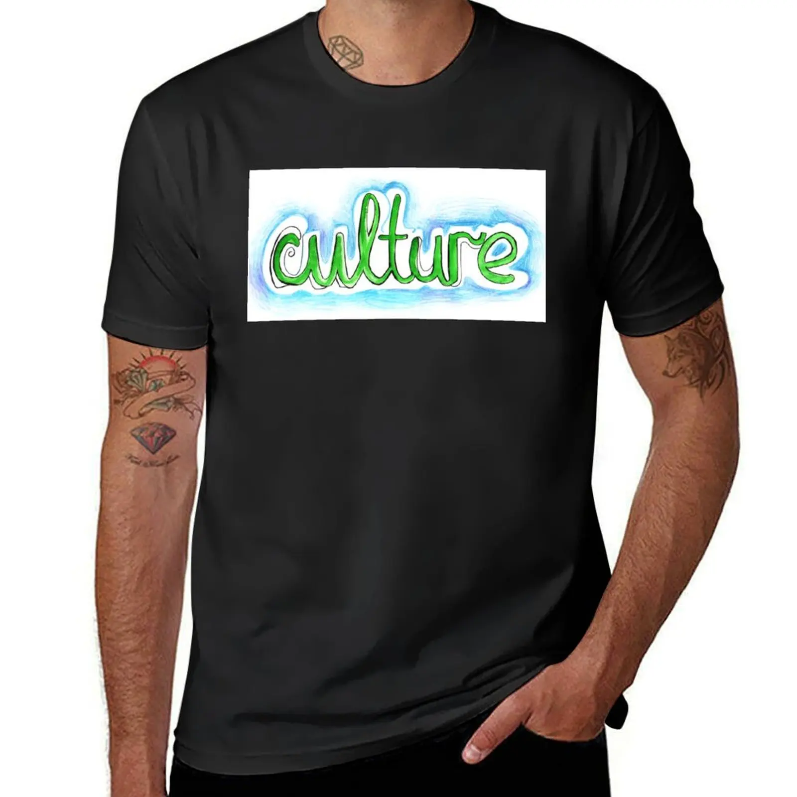 Culture watercolor lettering Culture watercolor hand lettering T-Shirt blanks anime sublime men clothes