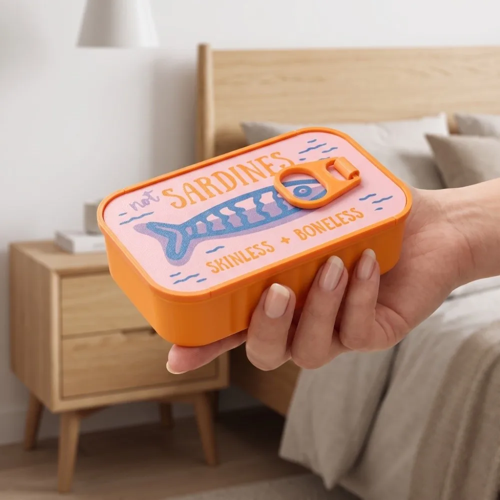3D Printed Sardine Tin Jewelry Box Durable Multi Functional Jewelry Display Organizer Decorative Creative Fish Bone Jewelry Box