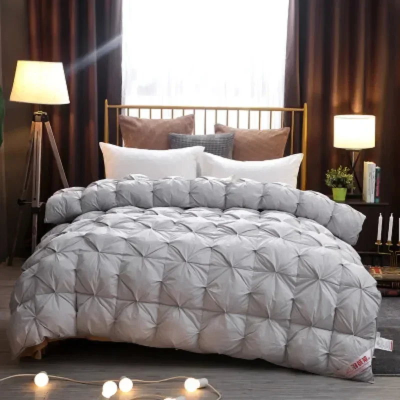 Luxury 95% Goose Down Filling Quilted Cotton Quilt Cover Five-star Hotel Dedicated Comforter Winter Thick Blanket Solid Color