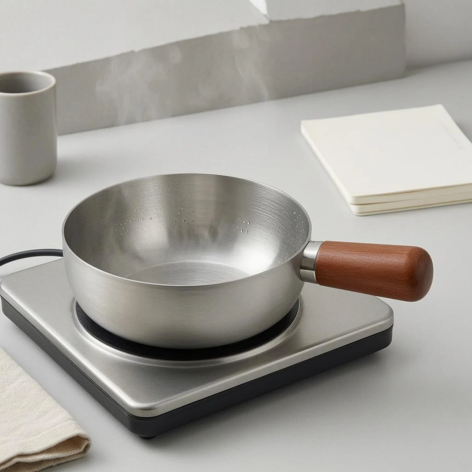 

Stainless Steel Food Pot Smooth Finish Open Stainless Steel Pot Cookware Round Shape Even Heat Distribution