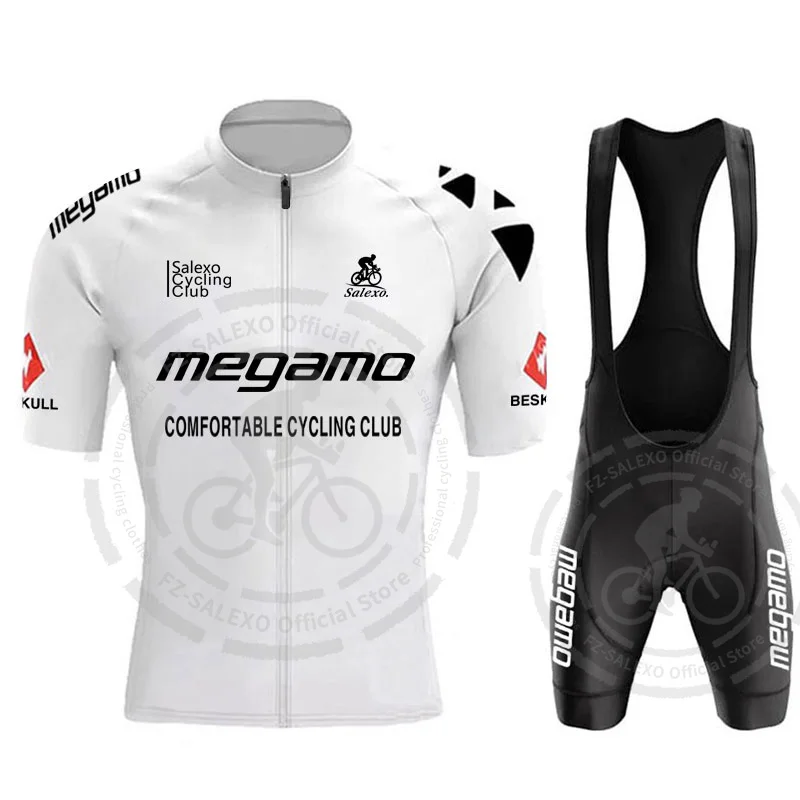 Megamo Team-Camiseta de Ciclismo de verano para hombre, conjunto de babero 19D, Ropa de Ciclismo, Ropa de Ciclismo, Maillot Culotte de manga corta