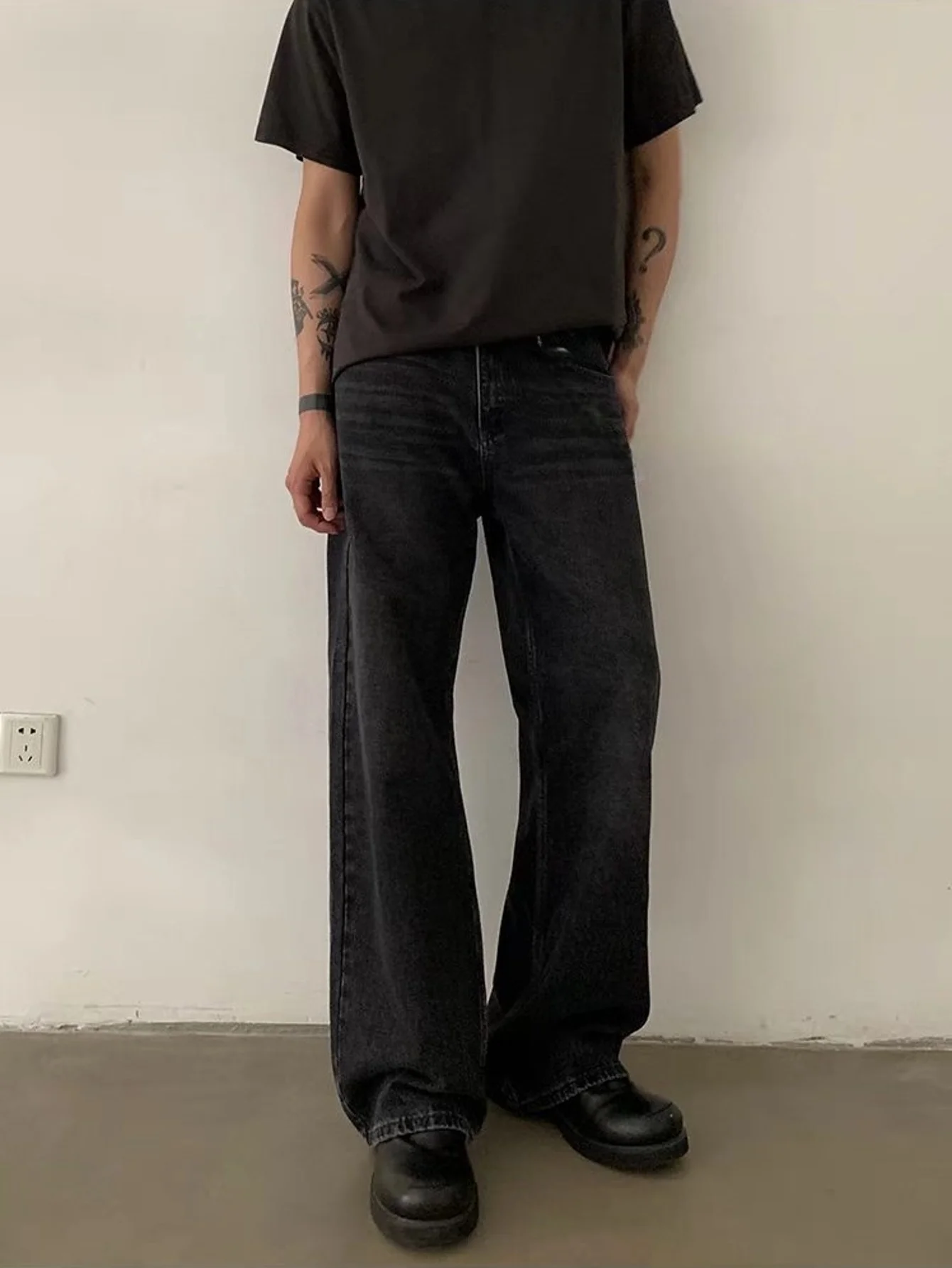 Black Slim Man Pants Drip Y2k Original Unisex Daily Denim Pants No accessories or belts included