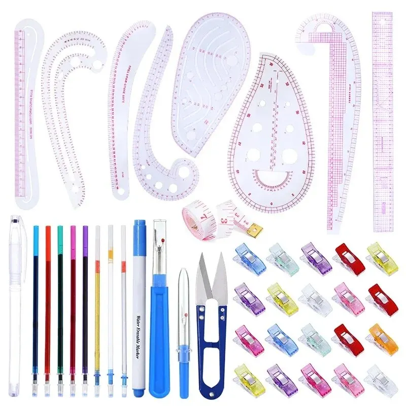 

BUDDUR Plastic French Curve Ruler Kit With Tape Measure And Seam Ripper For Sewing Drawing DIY Handmade Craft Accessories Set