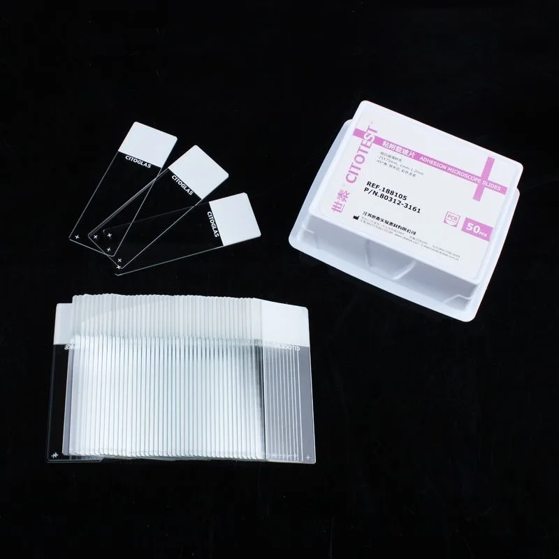 50 قطعة/صندوق مختبر سوبر وايت التصاق شريحة زجاجية 188105 مع مشحونة بشكل إيجابي مضاد للانفصال