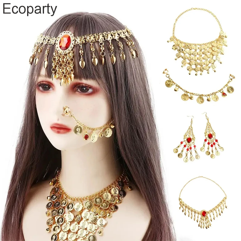 

New Sequin Necklace Bracelet Hairband Head Dance Show Out Indian Dance Jewelry Belly Dance Bohemian Head Chain Head Accessories