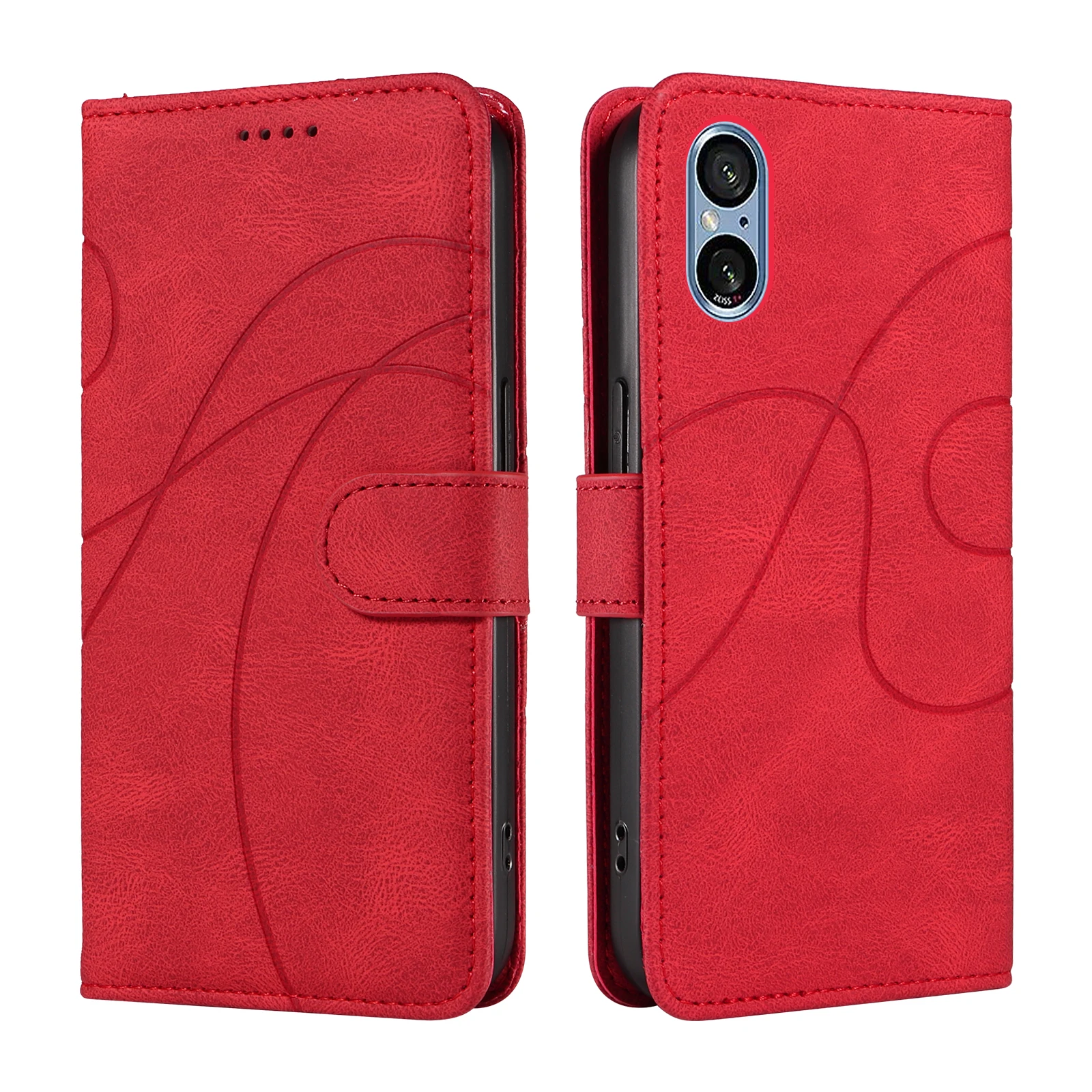 

Pu Leather Phone Case For Sony Xperia 5 IV 1 V 10 Retro Wallet Card Cover Line Pattern