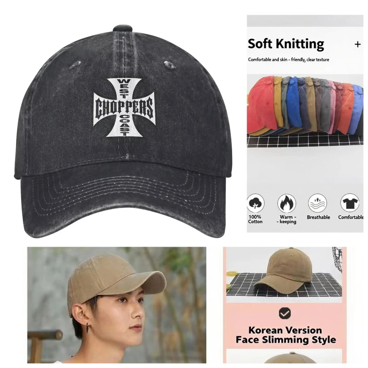 

The West Denim Baseball Cap Cross Print Hunting Camping Trucker Hat Summer Unisex Teens Street Style Sun-Proof Baseball Caps