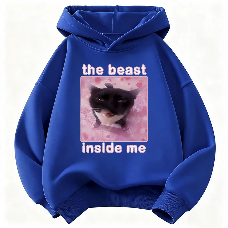Kawaii The Beast Inside Me Cat Meme Hoodie Children's Sweatshirt Cute Hoody for Boys Girls Autumn Winter Casual Hoodies