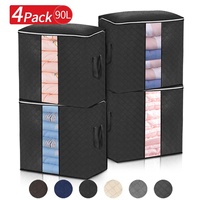 4PCS 360L Storage Bag For Clothes Blanket Portable Non-woven Folding Cloth Pillow Quilt Blanket Storage Box Cabinet Organizer