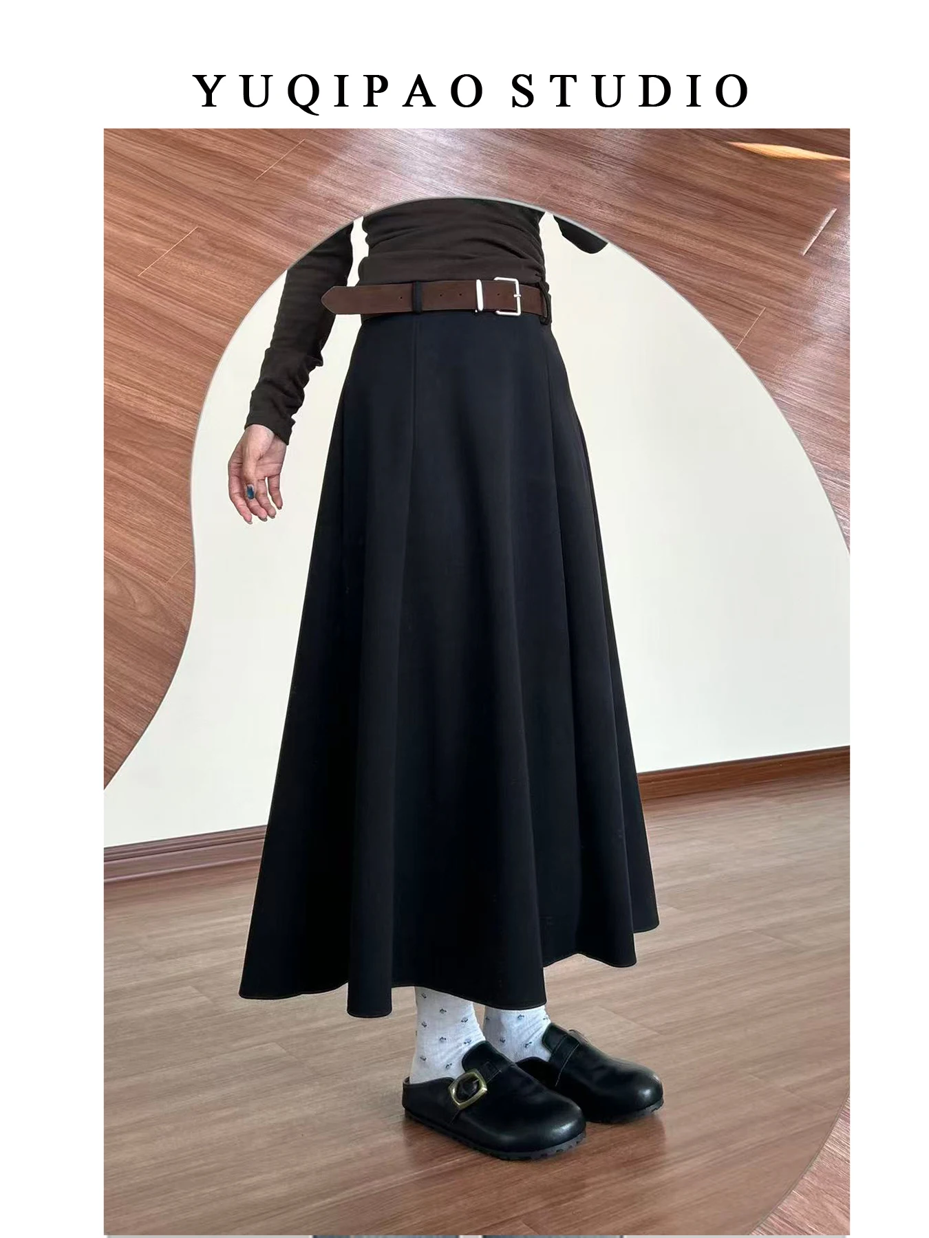 

plus Size Thiened Woolen A-Line Skirt High Waist Cover Hip for plus Size Women Autumn Winter Casual Skirts