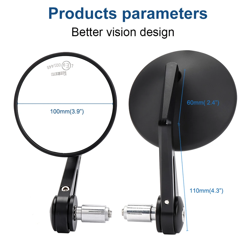 오토바이 바 엔드 미러 범용 백미러 CNC 알루미늄 7/8 인치 22mm, 가와사키 닌자 400 Z650 Z750 Z800 Z900 MT09 07 용