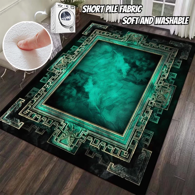 Luxury Green Oriental Carpet for Living Room Home Decoration Bedroom Large Area Rugs 140x200 Washable Lounge Non-slip Floor Mats