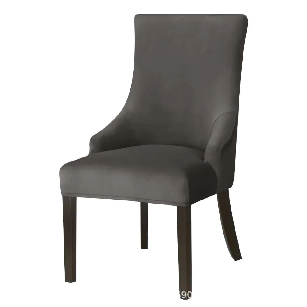 Velvet Dining Chair Cover Elastic Strech Chair Covers Spandex High Back Sloping Arm Chairs Slipcovers For Banquet Home Decor
