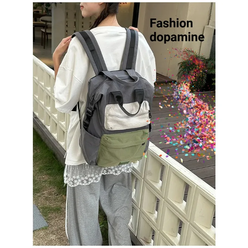 

New fashionable multi-color nylon backpack, simple waterproof large capacity backpack, handbag, outdoor fitness backpack