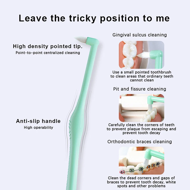 Small Pointed Tip Orthodontic Toothbrush Soft Teeth Cleaning Toothbrush Oral Care Tool Small Head Cleaning Between Teeth