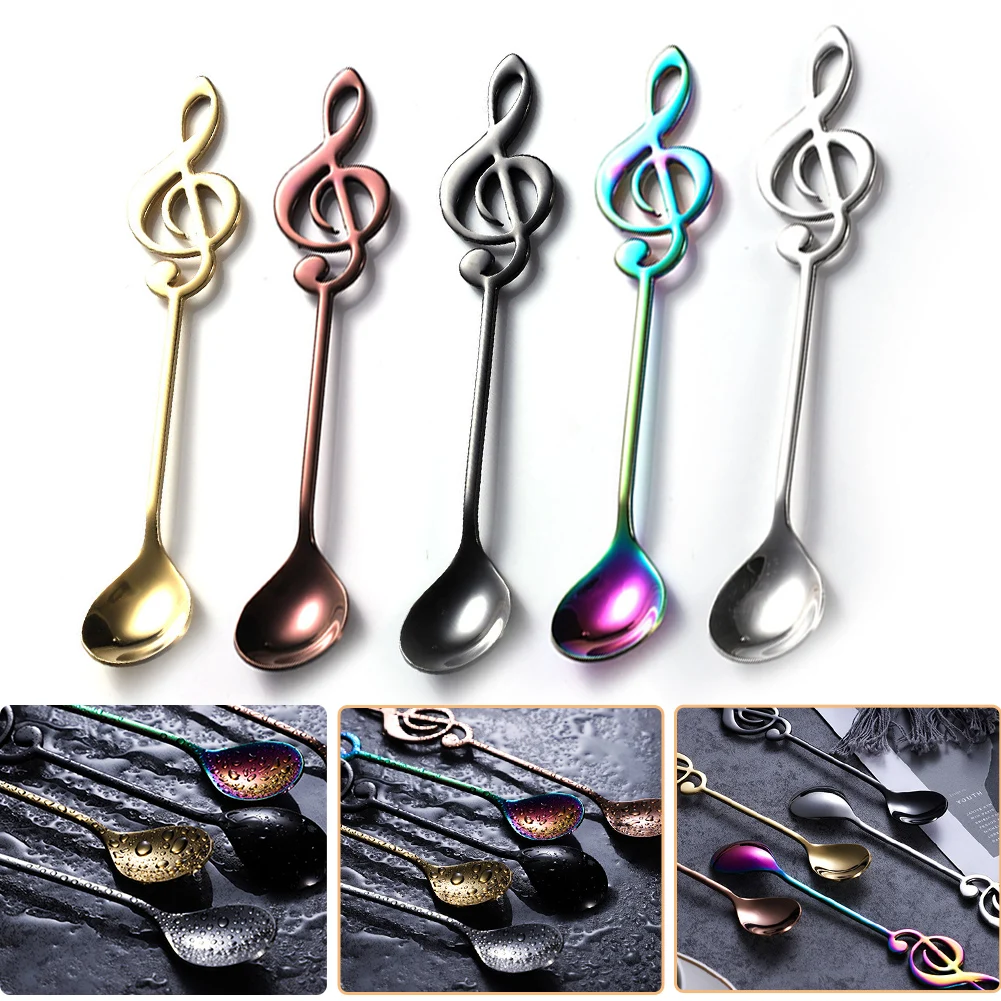 Mug Spoon Music Bar Ice Bar Creative Gift Spoon 304 Stainless Steel Music Note Spoon Coffee Spoon Tableware Kitchen Accessories