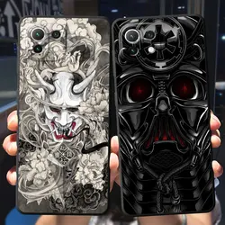 Silicone Case for Xiaomi Mi 11T 12T Pro 9T 12 13 A2 Lite 9 SE CC9 Note 10 10T 11 Lite 5G CC9 Samurai Oni Mask Cover Capa Matte